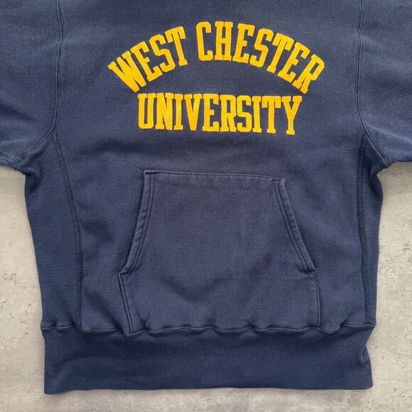 Vintage Champion Reverse Weave West Chester University Blue Hoodie - Picture 5 of 10